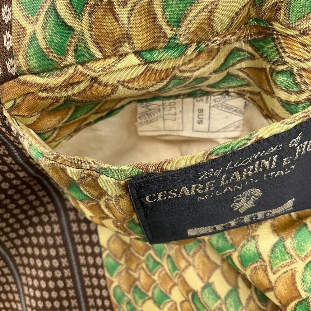 Cesare Larini Figlio Blazer Men 42 Brown Blue Geometric Stripe‎ 50s 60s USA VTG